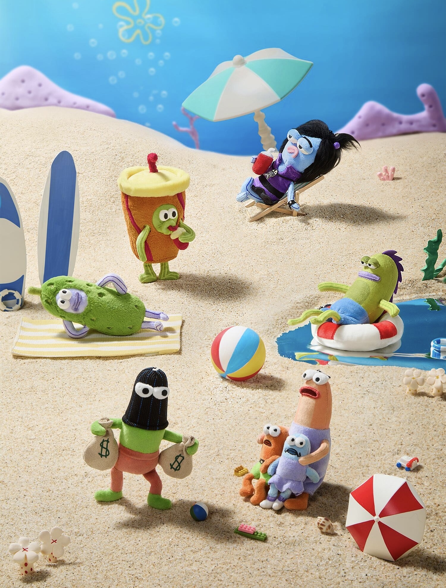 海綿寶寶 正版授權 比奇堡居民的一天 毛絨盲盒 毛絨公仔 路人魚 盲盒 6款(任買兩件711免運)/預購