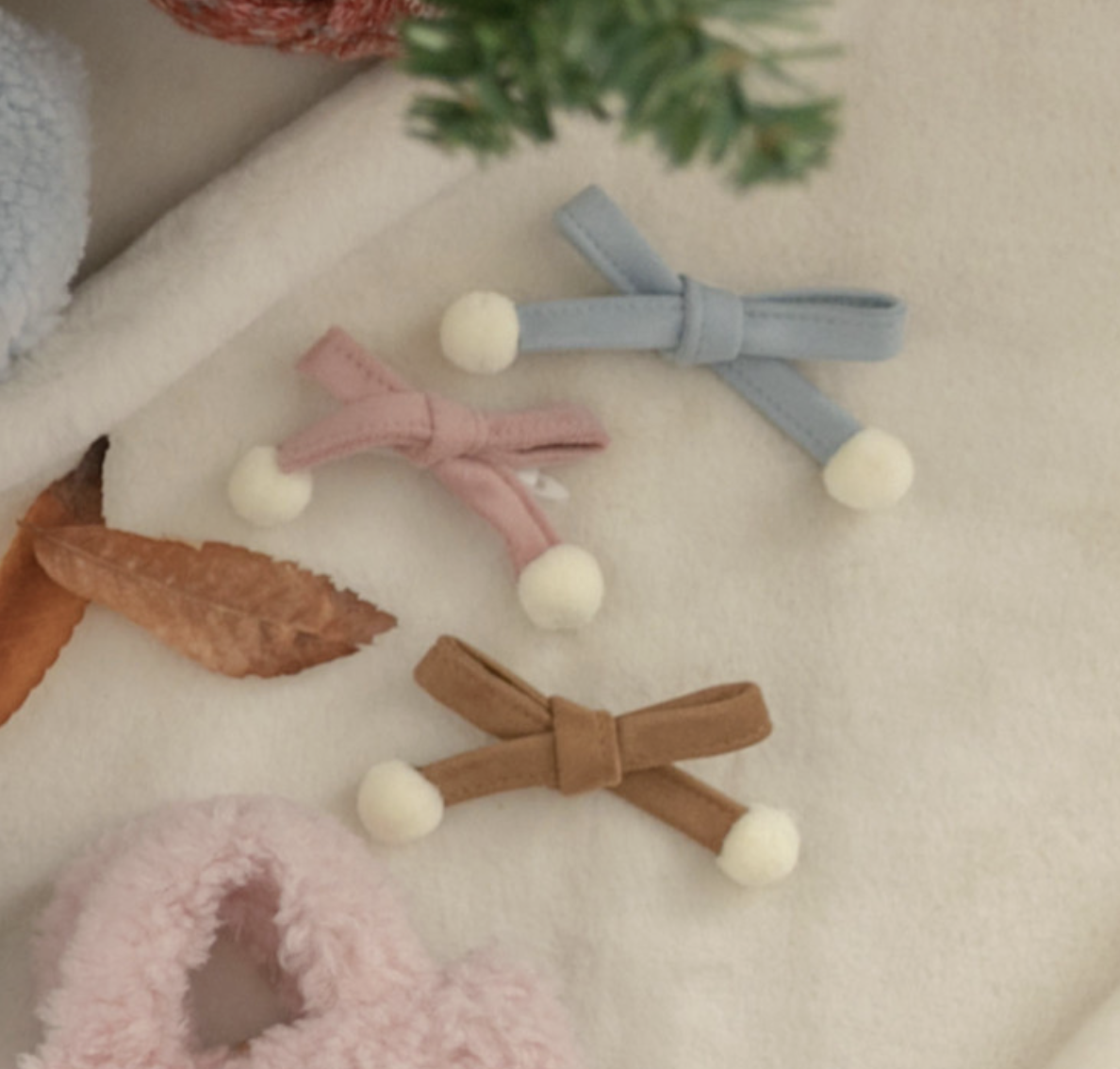 絲絨蝴蝶結髮夾/別針