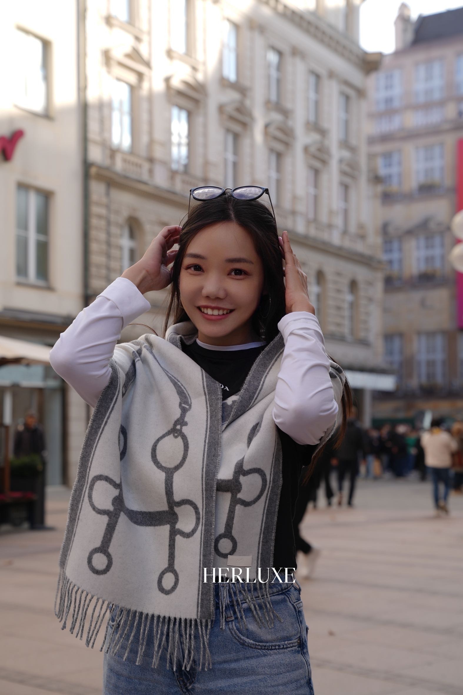 Casaque mors scarf 100%cashmere 30 x 160cm ivoire / gris flanelle