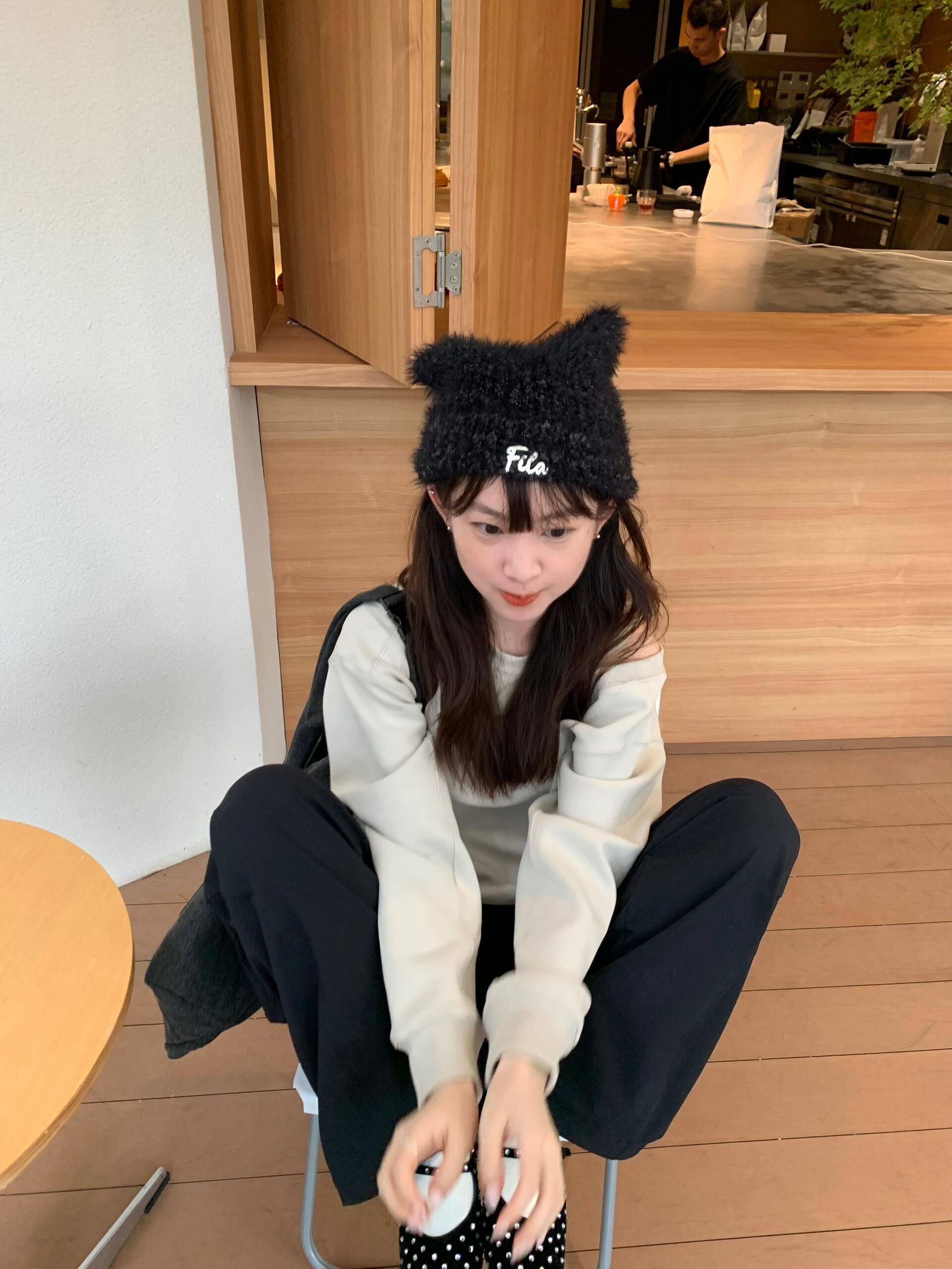 FILA 針織蓬鬆感貓耳帽 毛絨絨 毛帽 貓咪帽 冬日氛圍感 趙露思同款 6色(任買兩件711免運)/預購