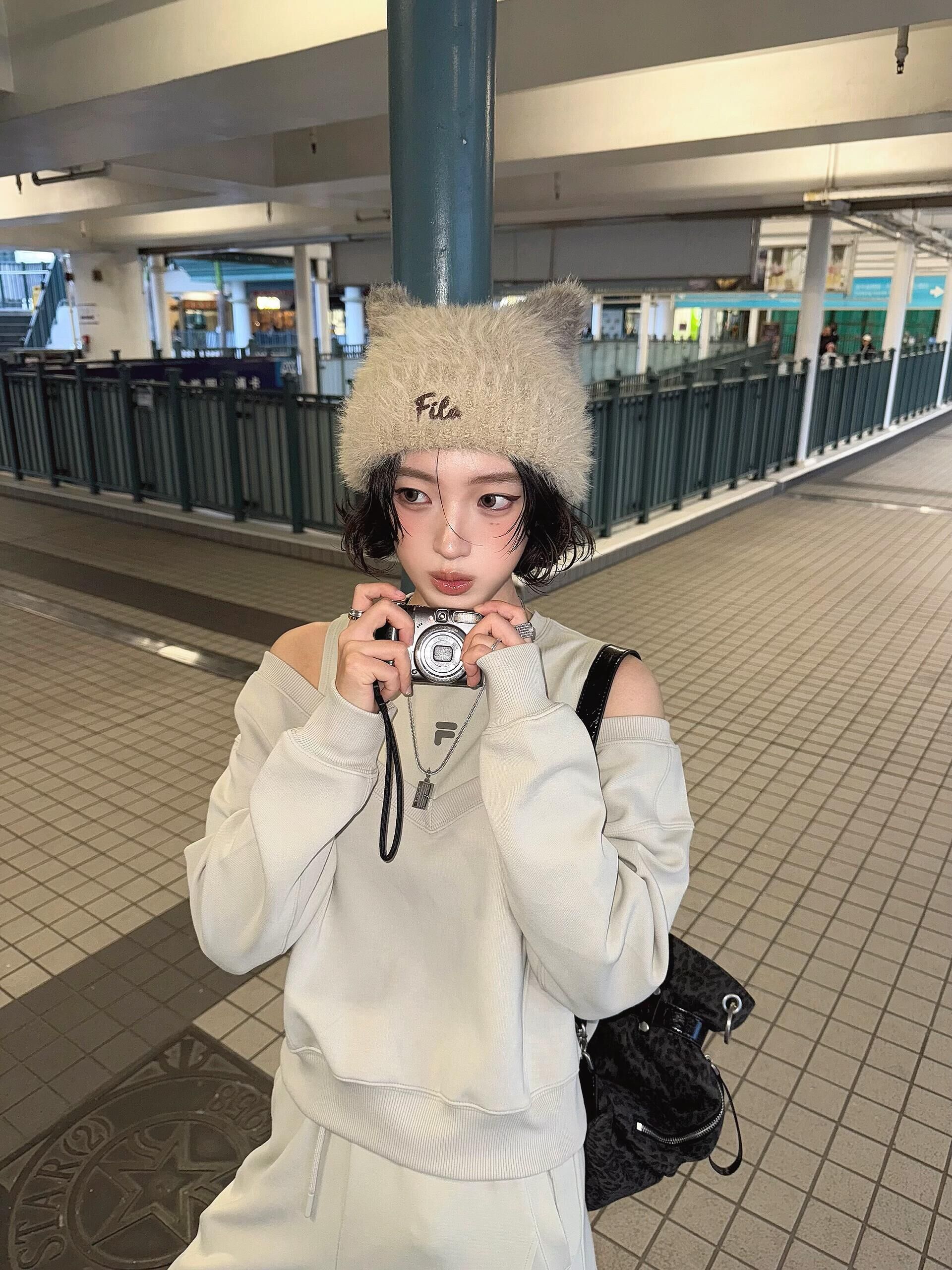 FILA 針織蓬鬆感貓耳帽 毛絨絨 毛帽 貓咪帽 冬日氛圍感 趙露思同款 6色(任買兩件711免運)/預購