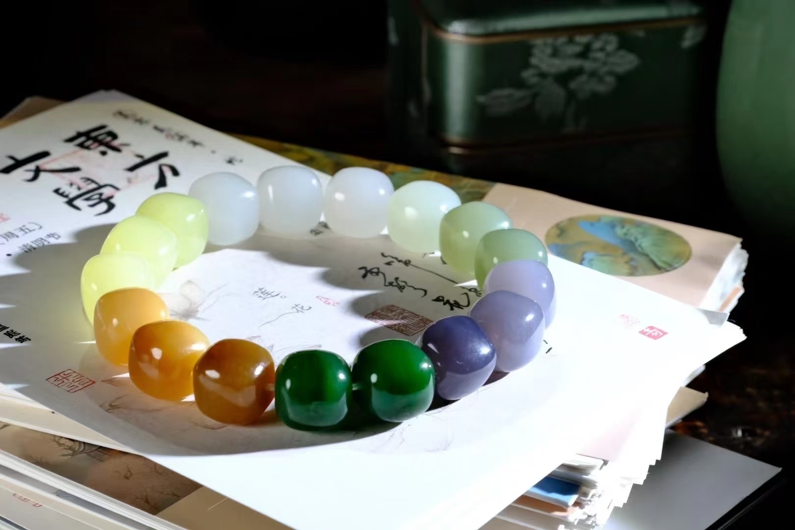 和田玉多寶方珠手串 (12mm直徑),天然和田玉軟玉