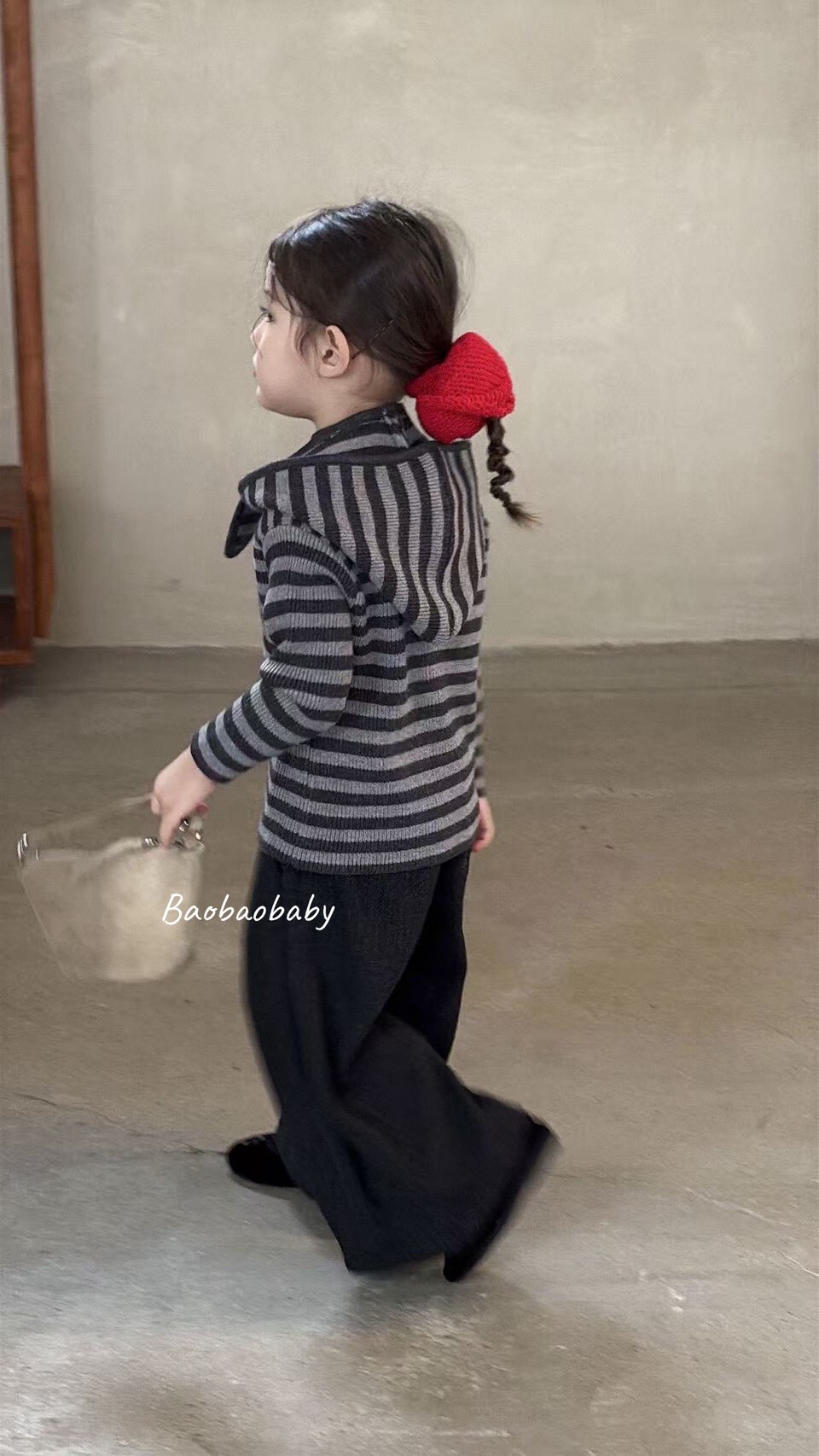 韓系條紋圍巾帽子上衣