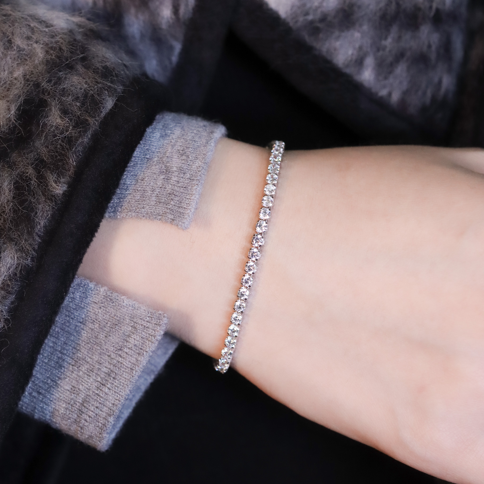 | 925純銀・白金 | 純白精靈曲手鏈 | BR1432 |