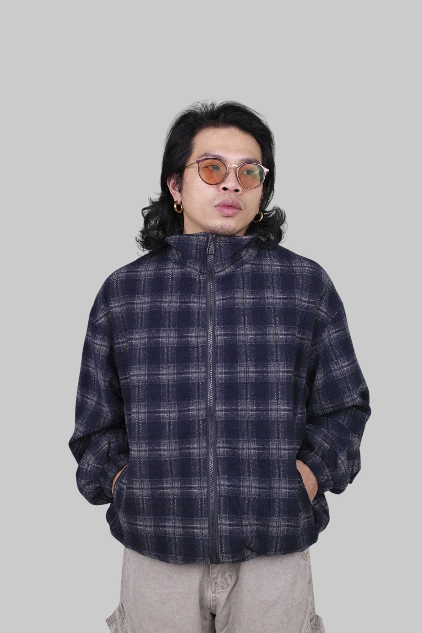 『Always_Good』毛呢 格紋 立領 夾克 外套