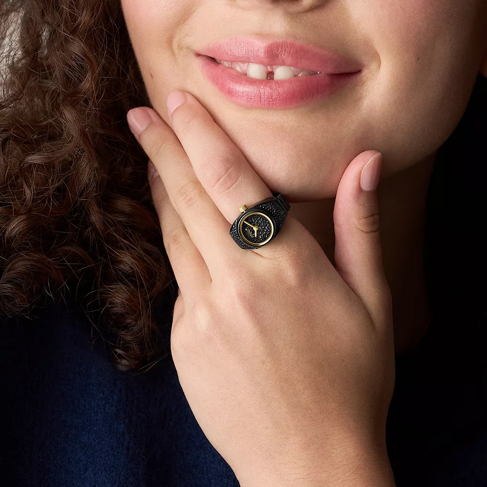 Watch Ring 手錶戒指 黑色不鏽鋼錶帶 15 MM ES5449