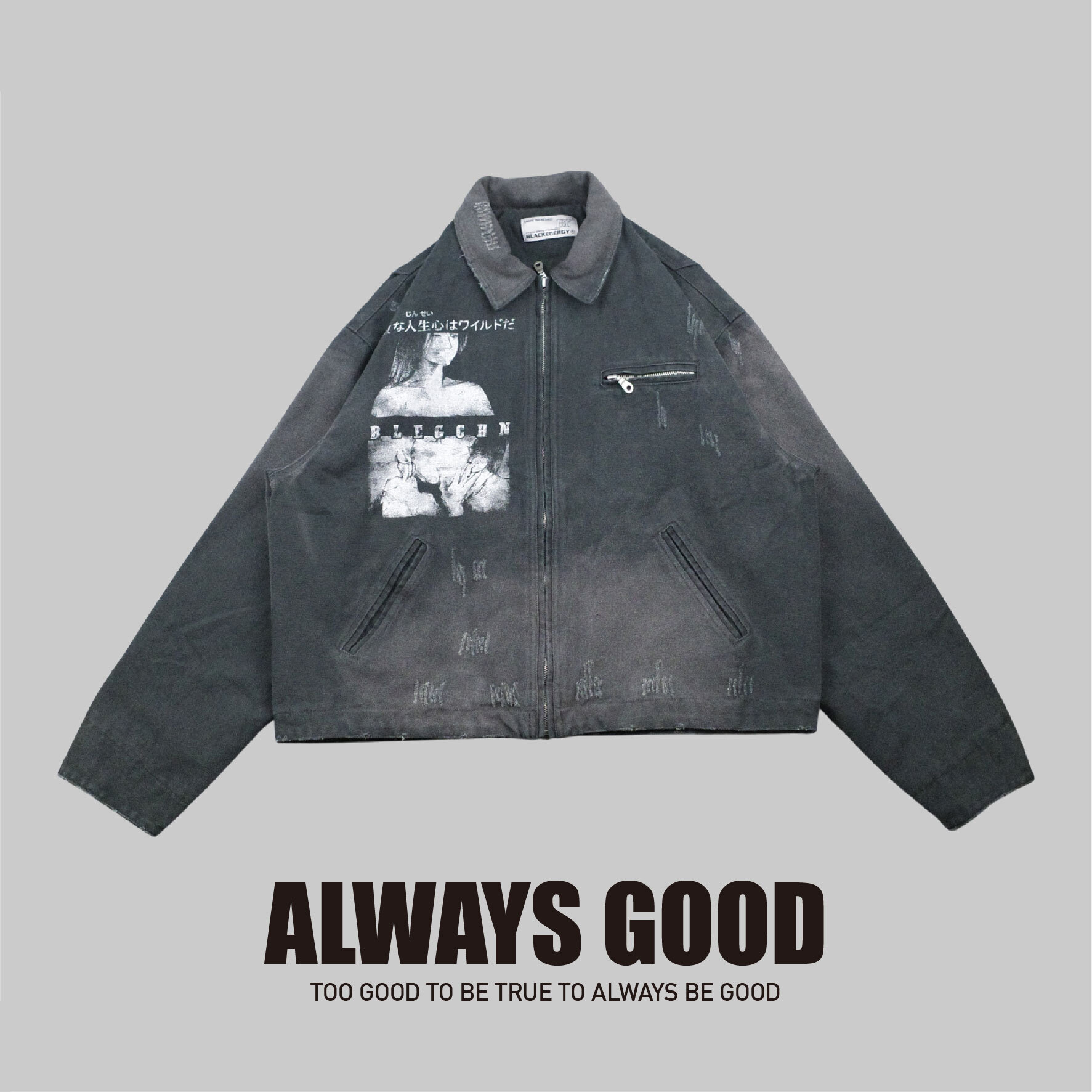 『Always_Good』水洗 做舊 印花 底特律 工裝 外套