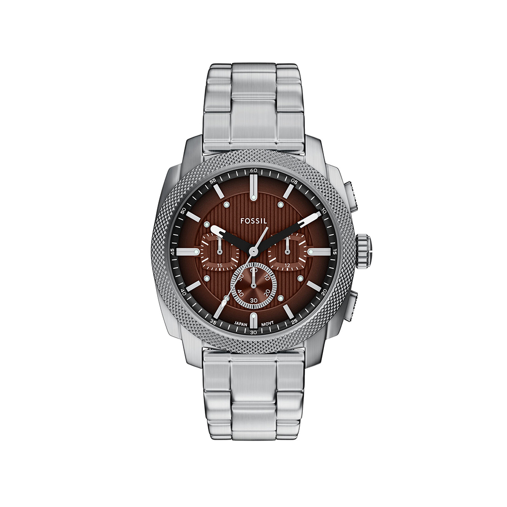 Machine 深森旅行者三眼手錶 銀色不鏽鋼錶帶 44 MM FS6144