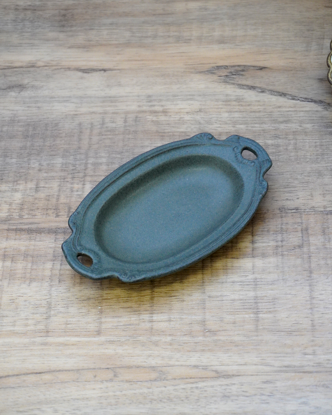 復古系列 有耳小盤 灰黑｜益子燒