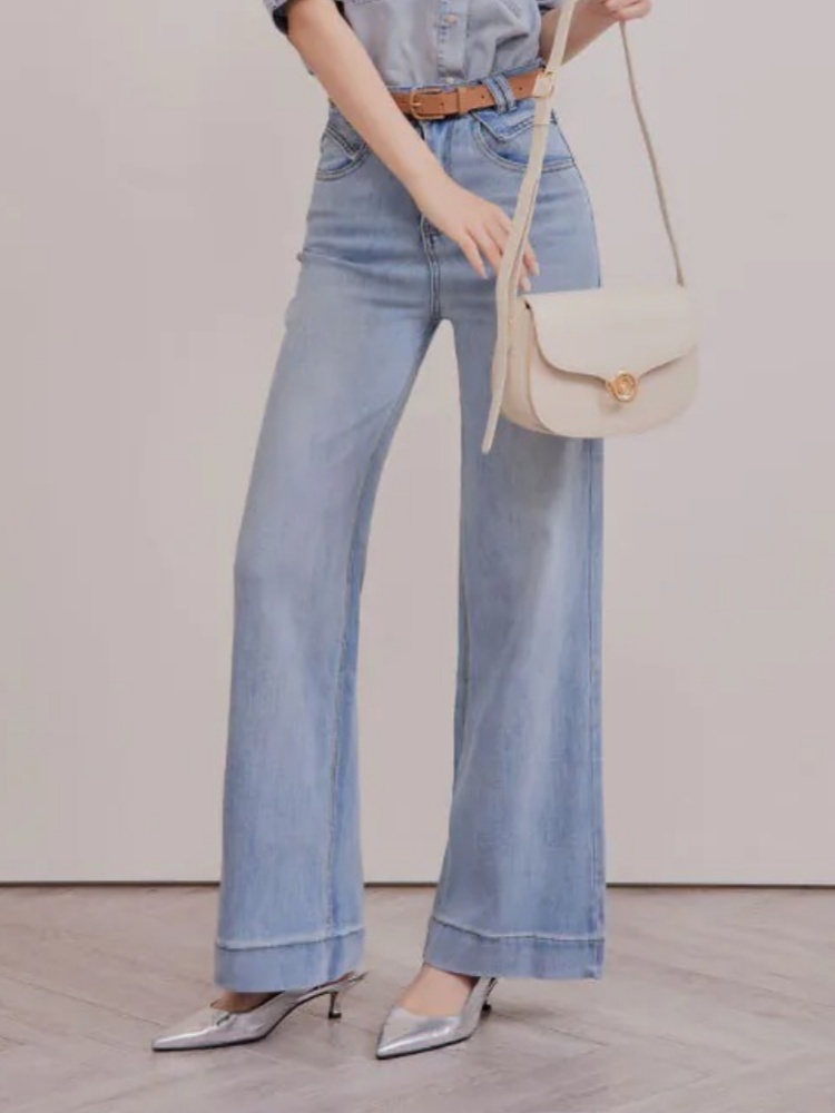 造型口袋寬版牛仔褲
