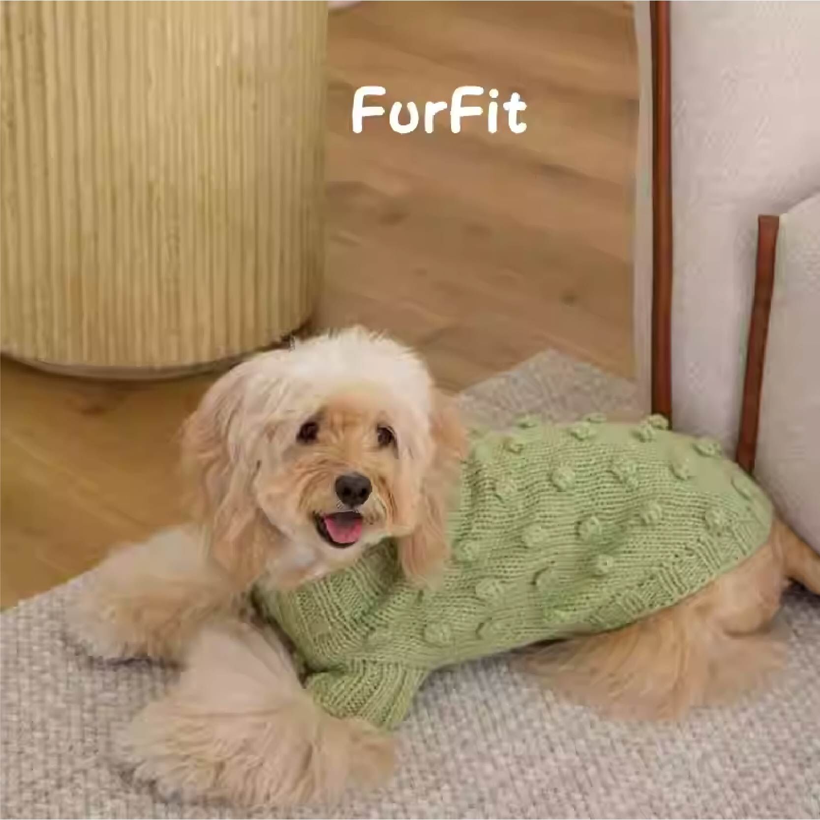 FurFit - 寵物羊毛手工毛衣 - (糖霜紅/豆蔻綠)