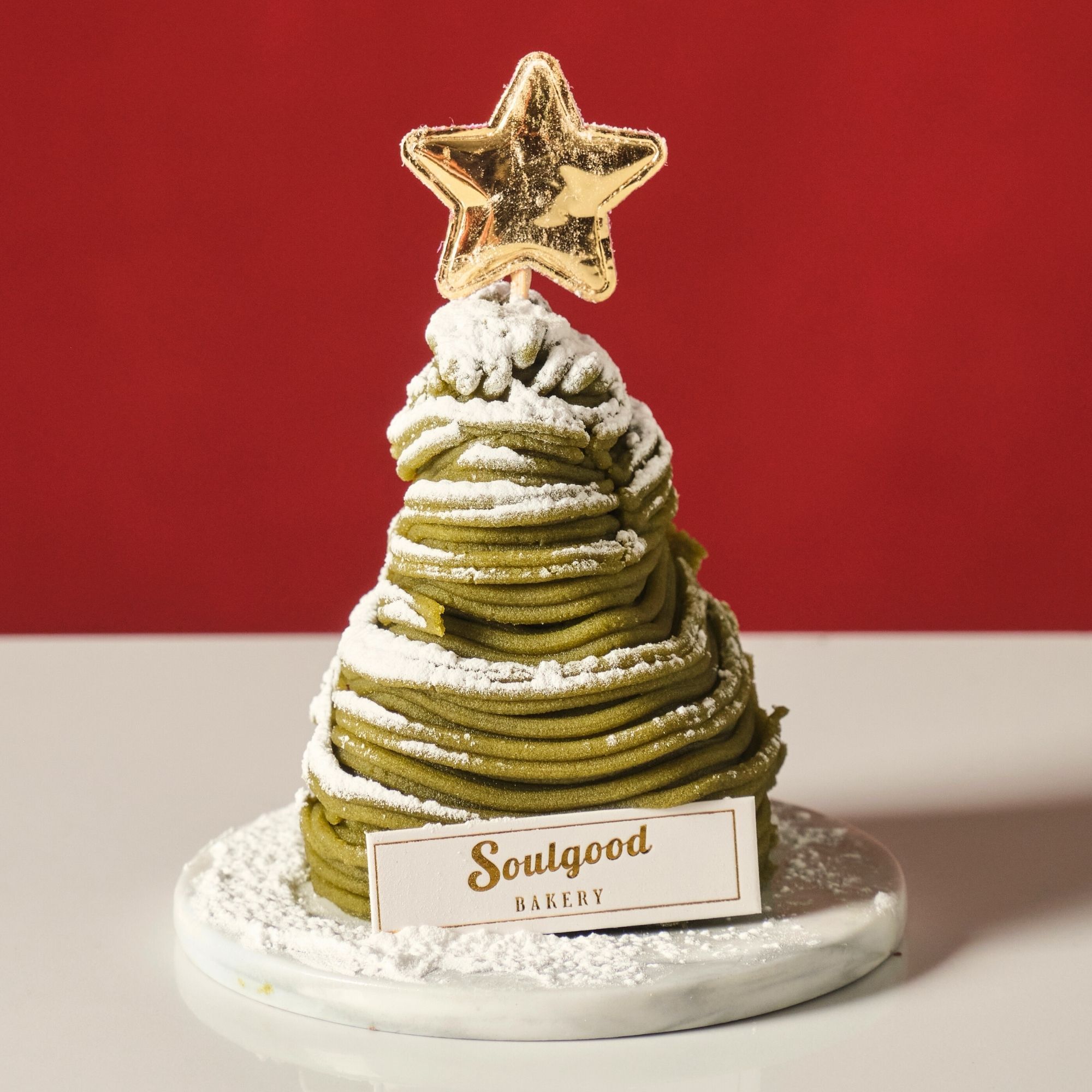 Matcha Mont Blanc Christmas Basque Burnt Cheesecake Slice