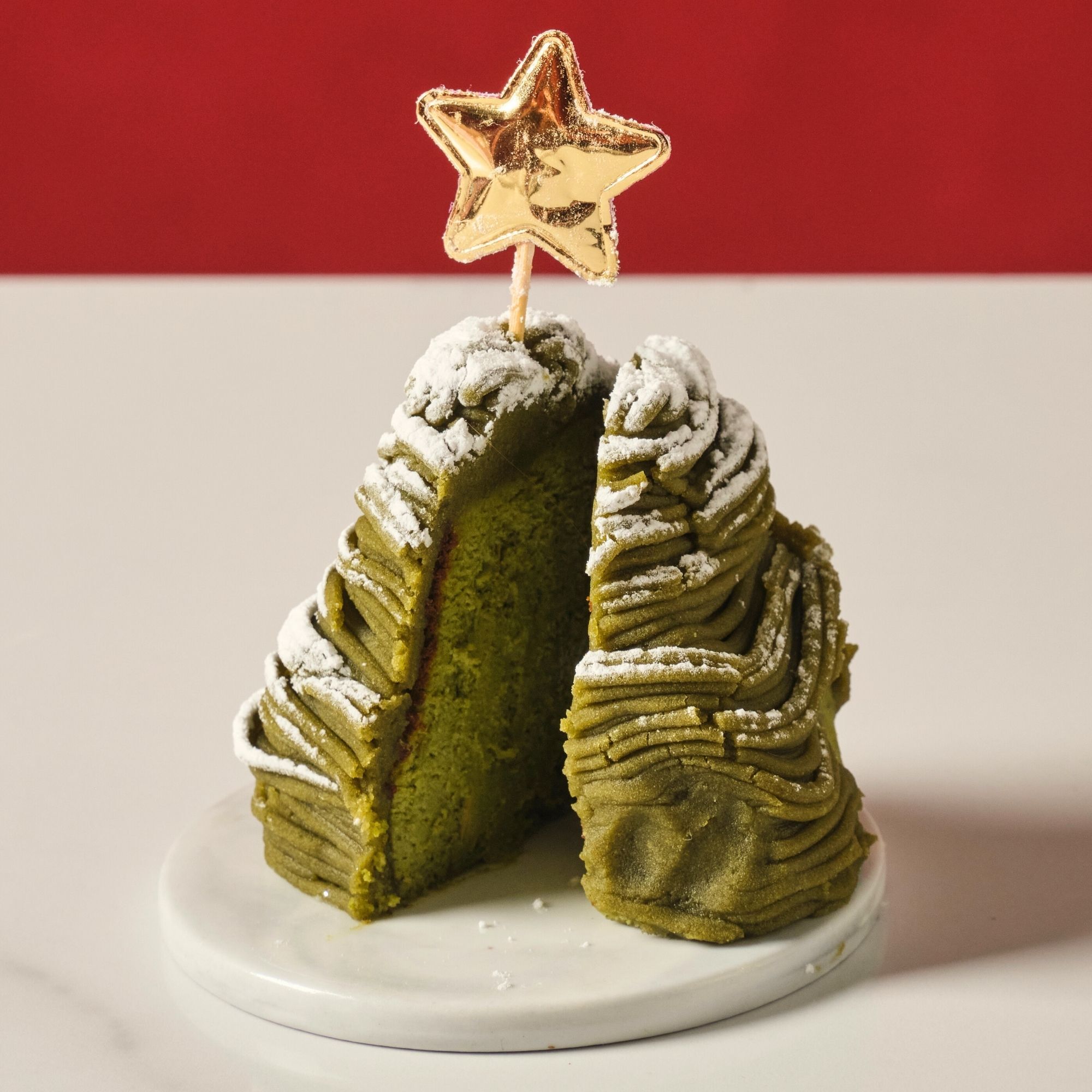 Matcha Mont Blanc Christmas Basque Burnt Cheesecake Slice
