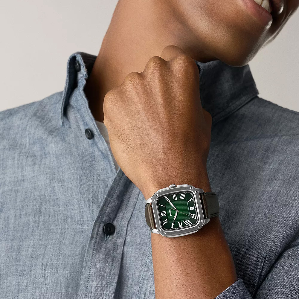 Crosby 經典魅力方型手錶 棕色真皮錶帶 42 MM FS6150