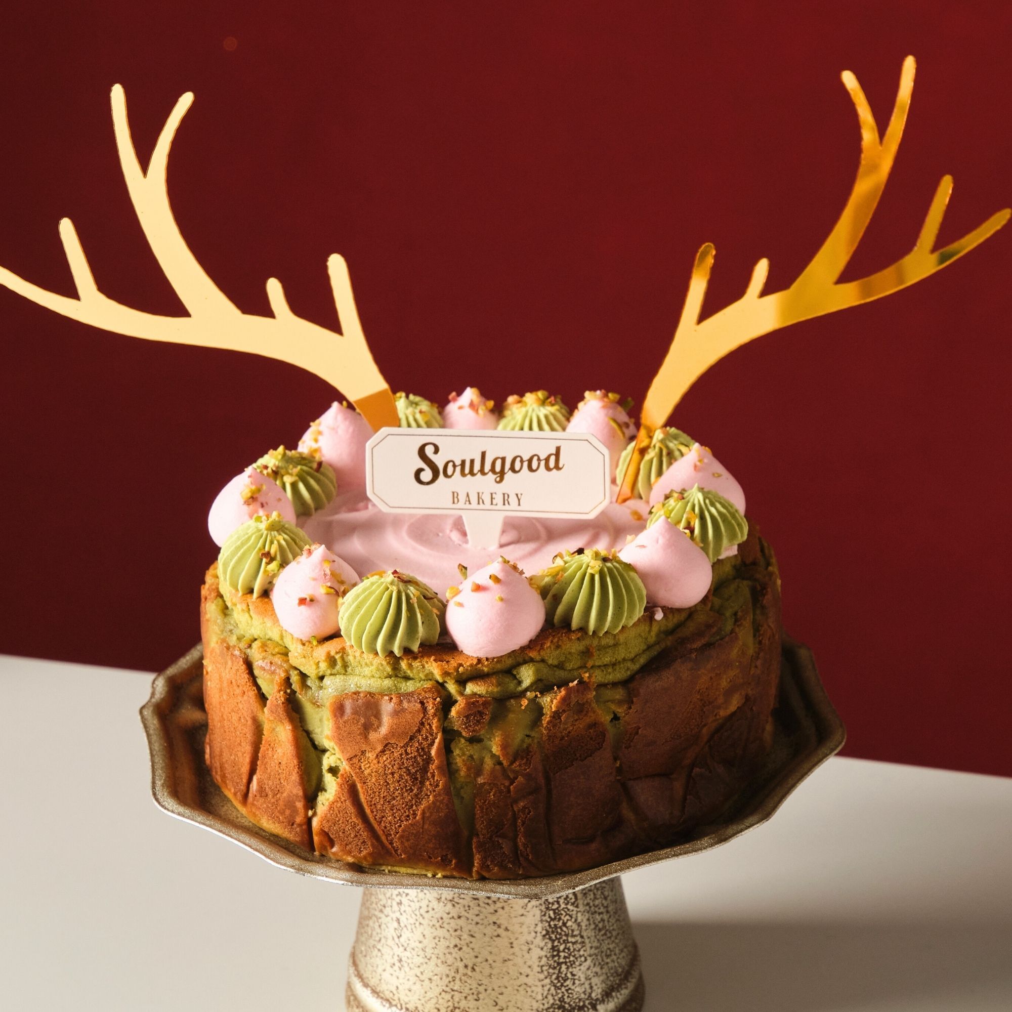 Sicilian Pistachio Christmas Basque Burnt Cheesecake