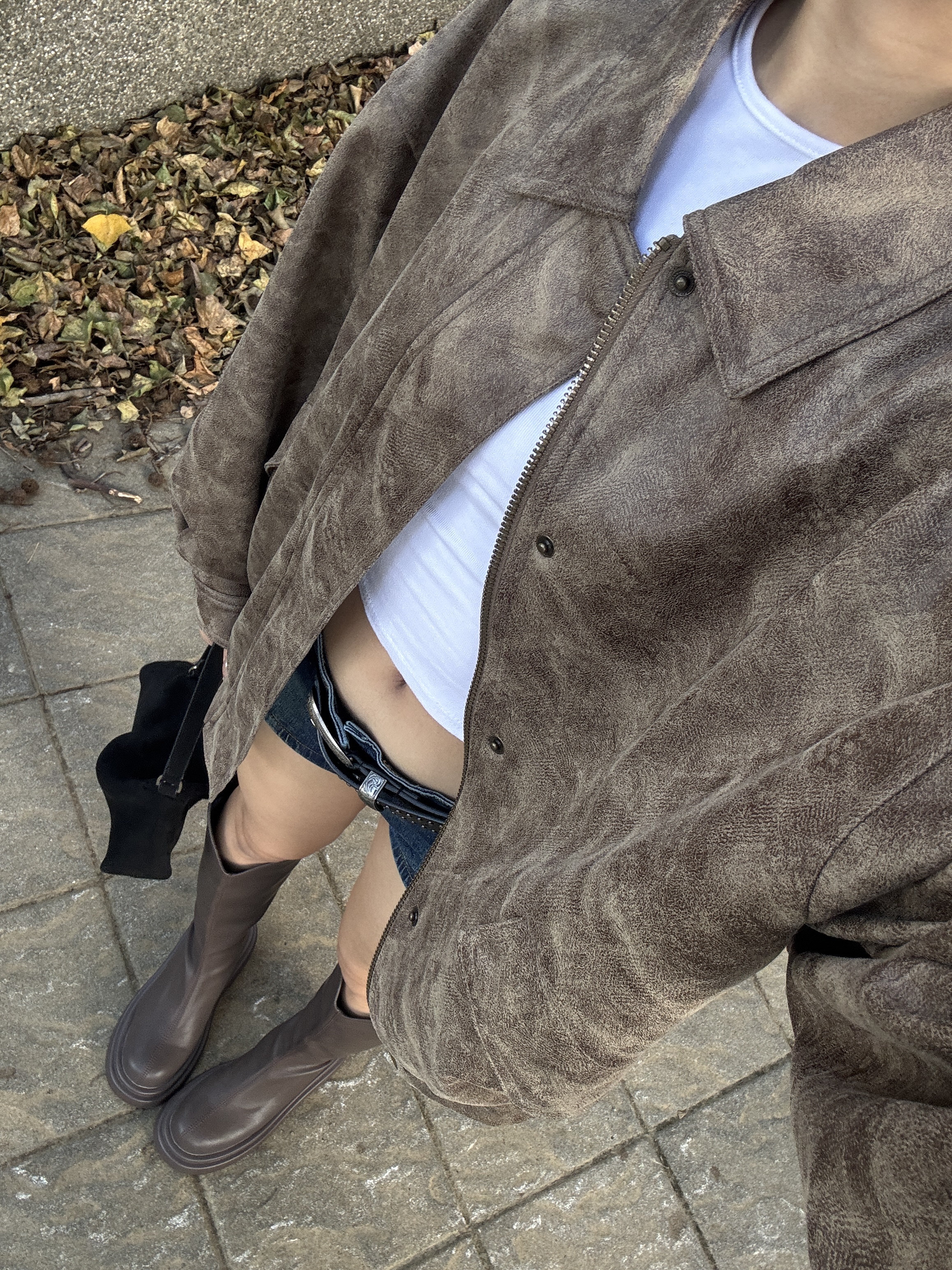 美式復古小翻領皮外套(棕咖🧸)