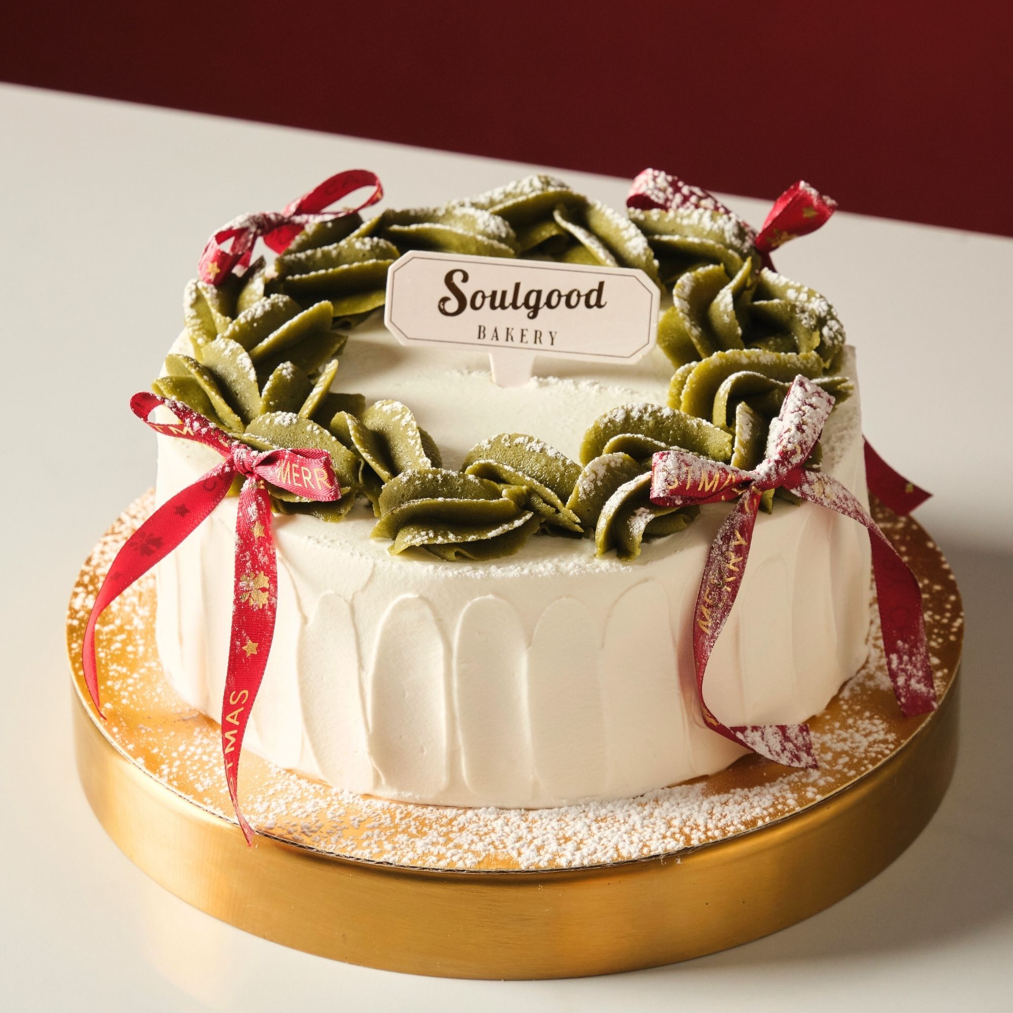 Matcha Wreath Christmas Basque Burnt Cheesecake