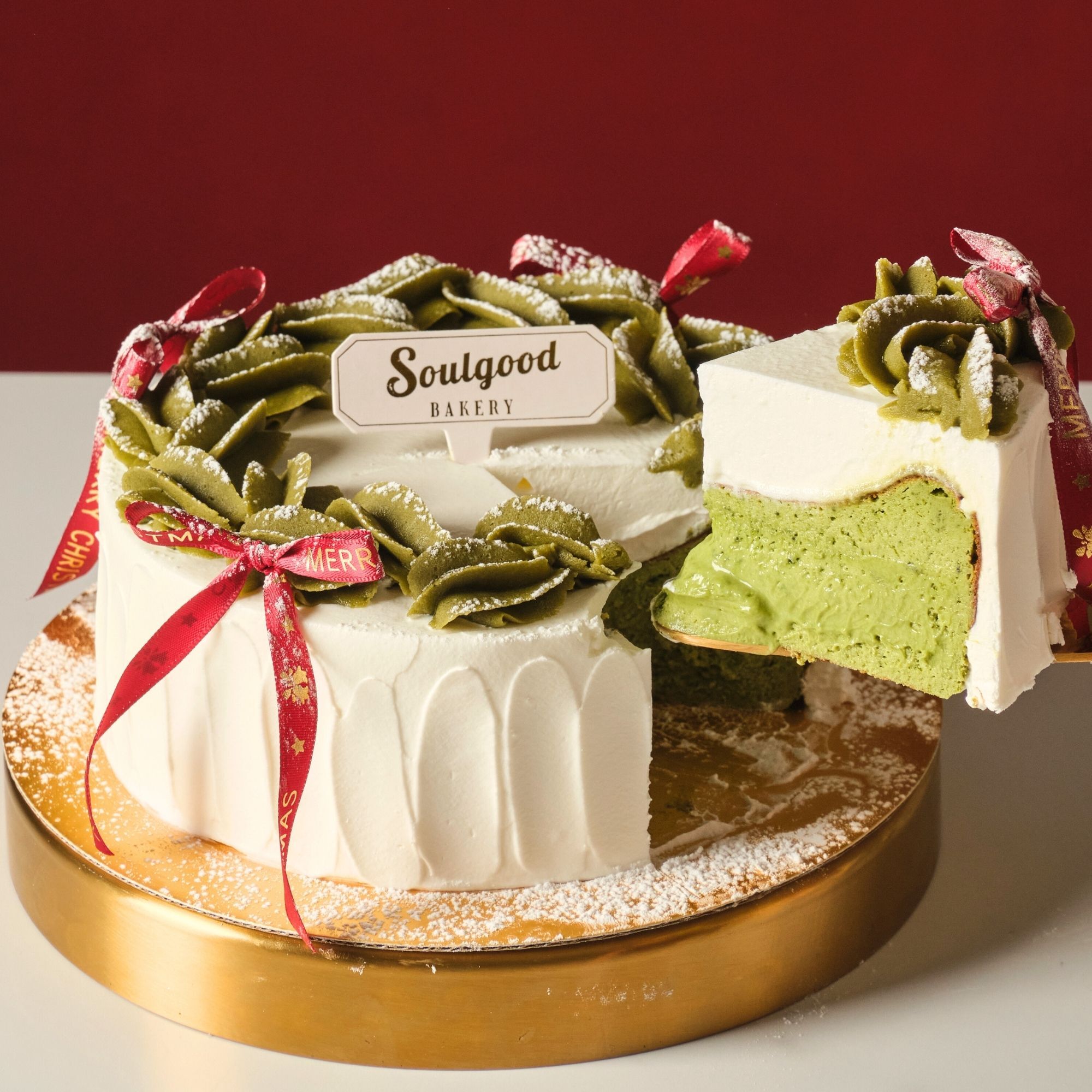 Matcha Wreath Christmas Basque Burnt Cheesecake