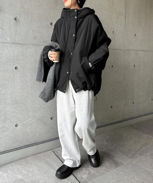 【預購】日本代購 and Me 超大寬鬆中棉連帽外套 oversized下擺抽繩 寬鬆 連帽外套 外套 夾克外套 4色