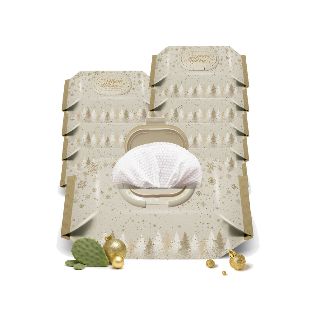 ENBLANC 聖誕節慶金限量款｜極厚仙人掌｜有蓋大包純水濕紙巾｜68抽10包