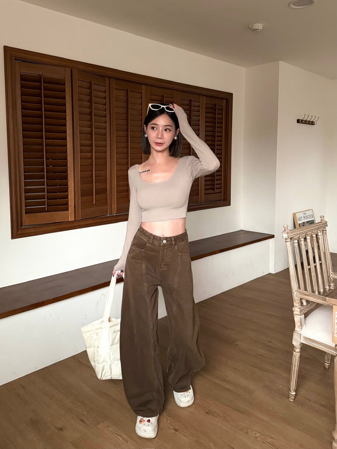 自留款低飽和繭型牛仔褲