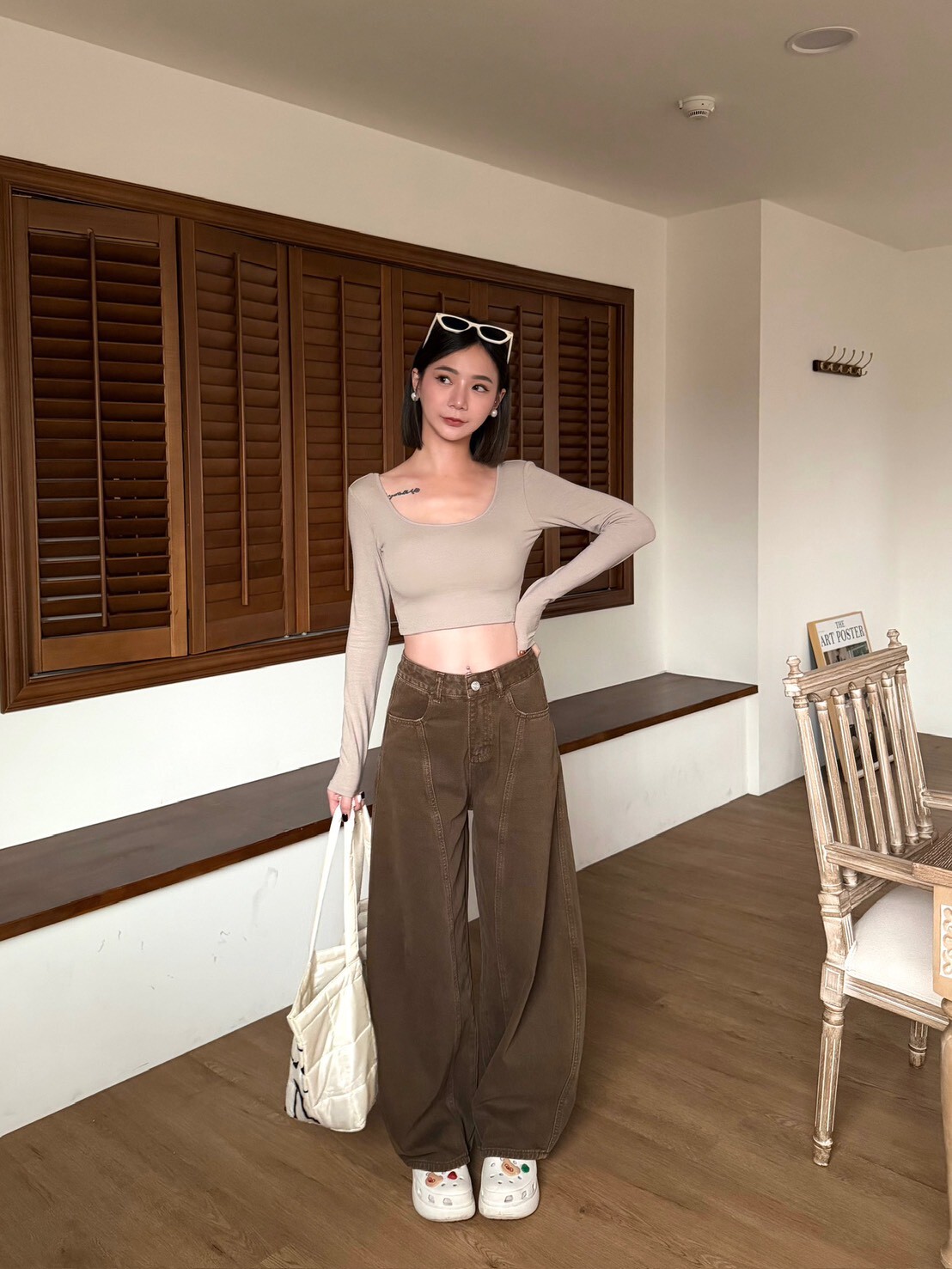 自留款低飽和繭型牛仔褲