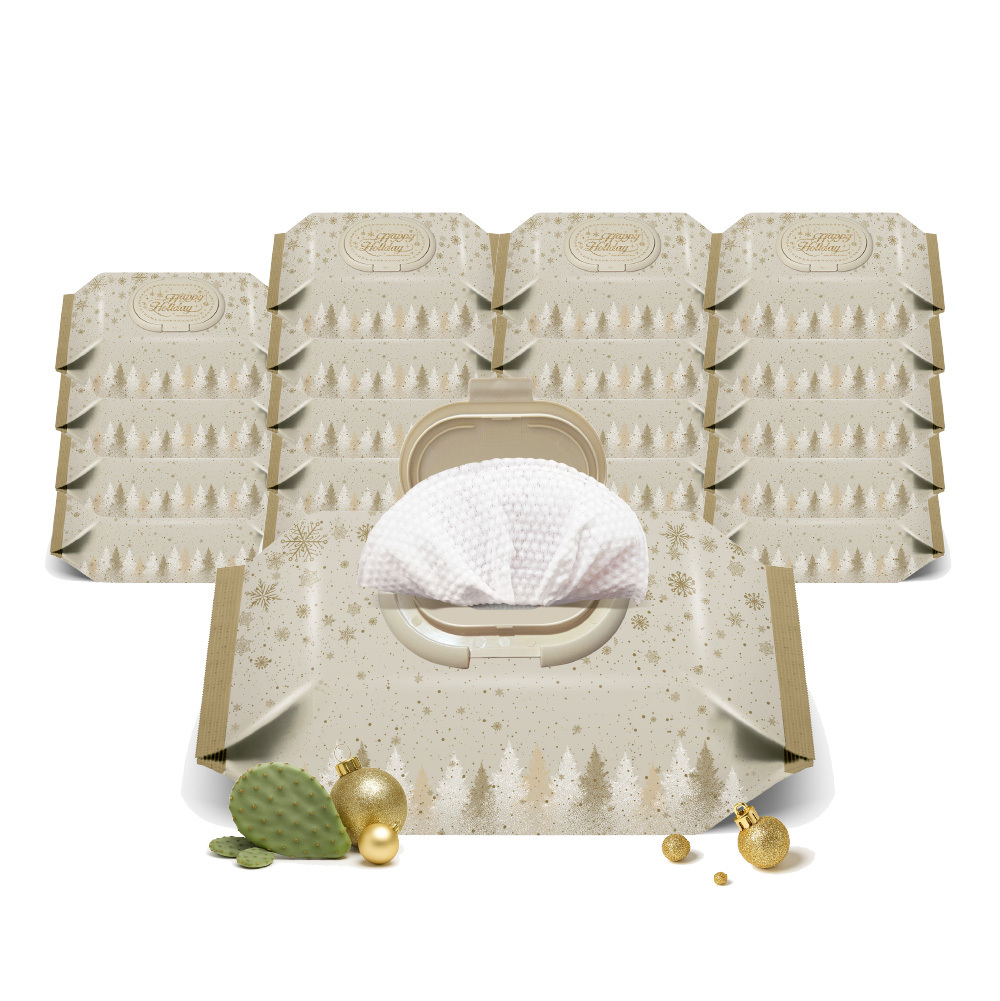 ENBLANC  聖誕節慶金限量款｜極厚仙人掌｜有蓋大包純水濕紙巾｜68抽20包