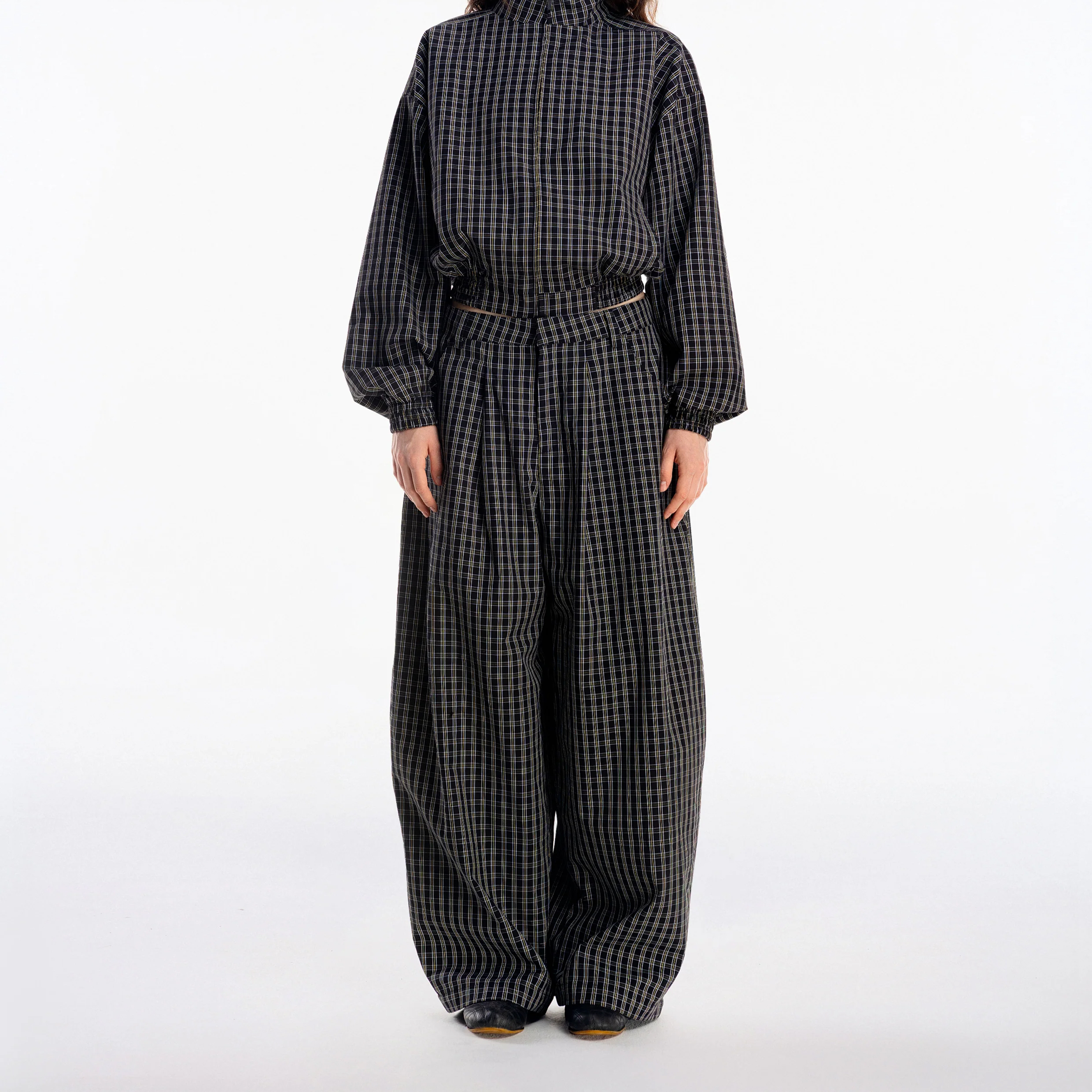 PUSH PUSH PP Gingham Wide Pants 格紋 寬版長褲
