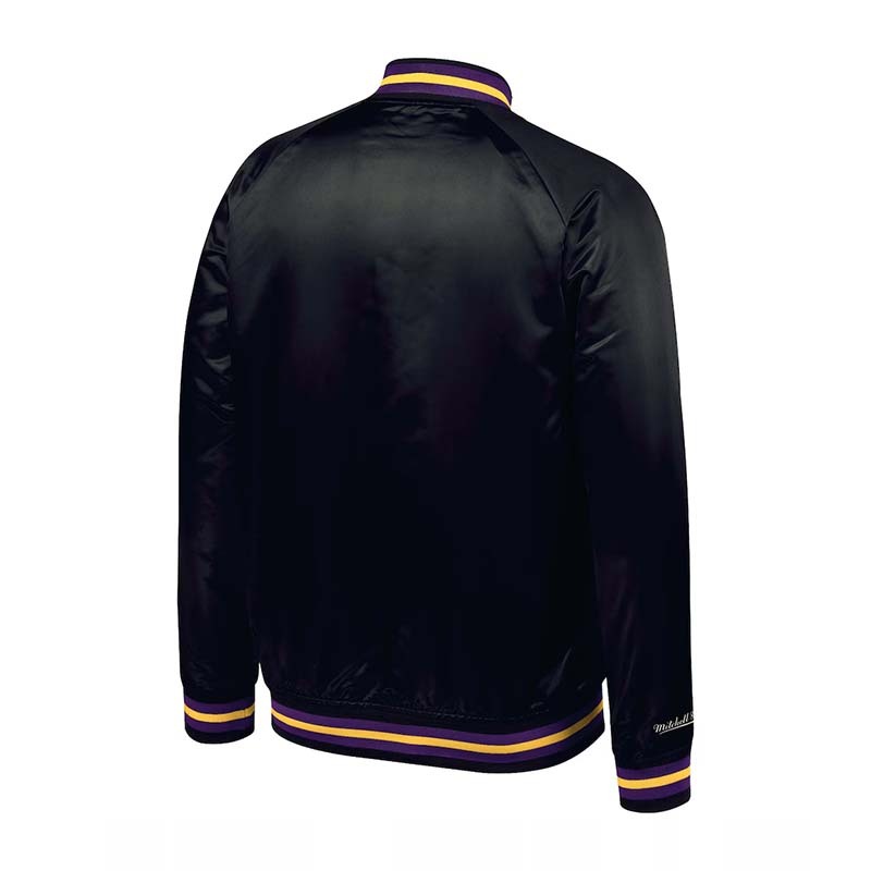Mitchell & Ness Lightweight Satin Jacket 湖人 黑色 外套 MN25BOU02LAL [台灣現貨]