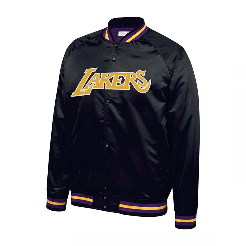 Mitchell & Ness Lightweight Satin Jacket 湖人 黑色 外套 MN25BOU02LAL [台灣現貨]