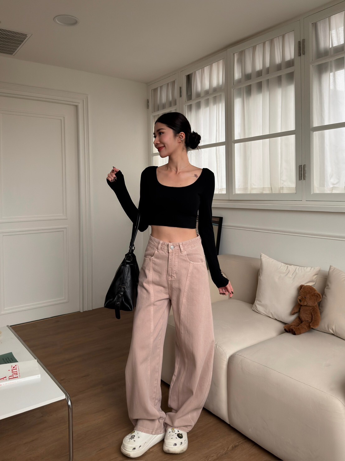 自留款低飽和繭型牛仔褲