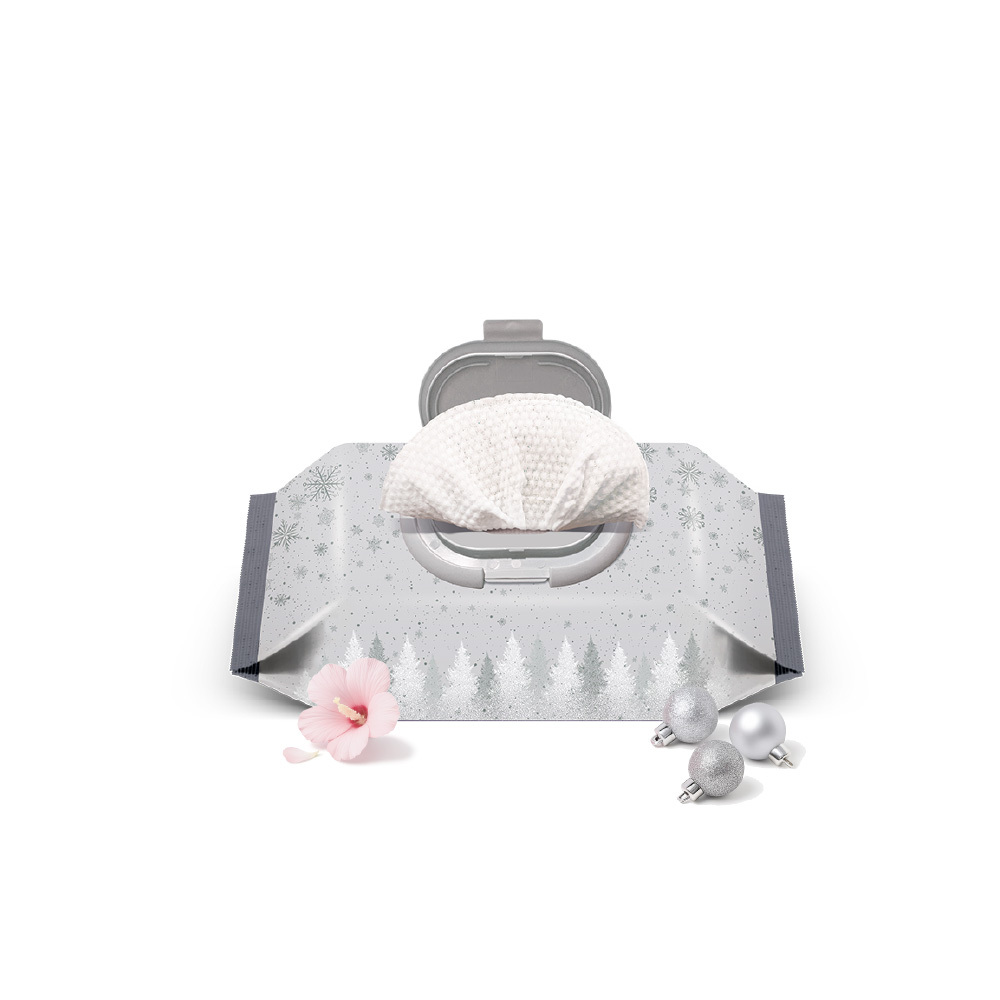 ENBLANC 聖誕極光銀限量款｜輕柔木槿花｜有蓋大包純水濕紙巾｜72抽