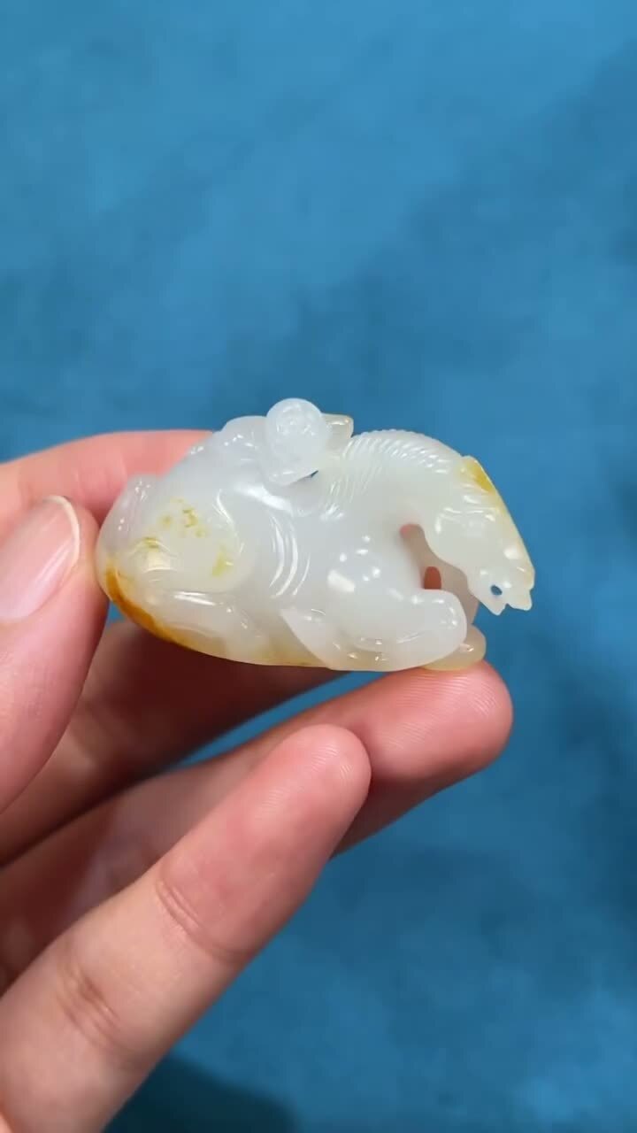和田玉籽料馬上封侯,天然和田玉軟玉