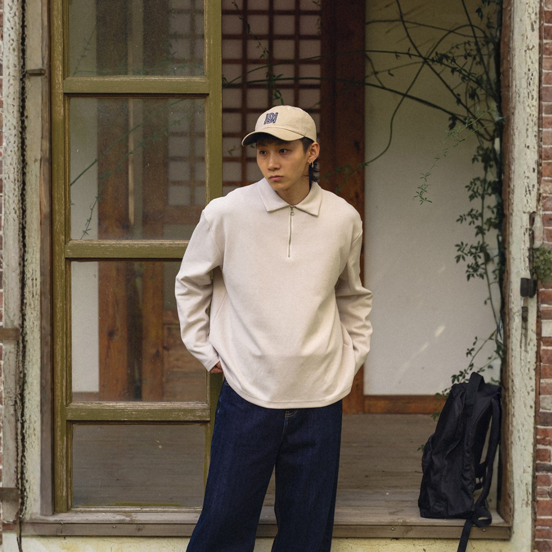 舒適磨毛翻領POLO衫上衣