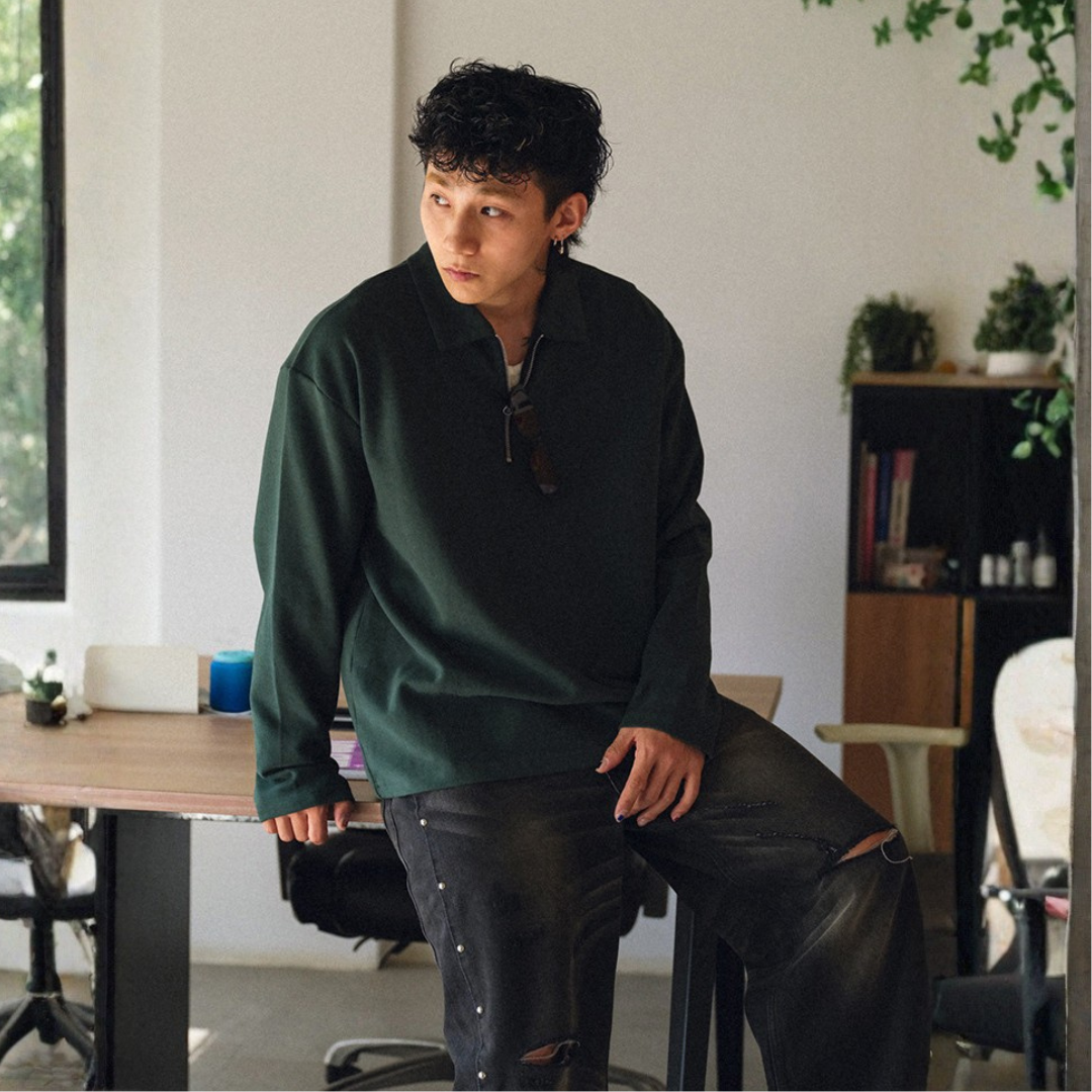 舒適磨毛翻領POLO衫上衣