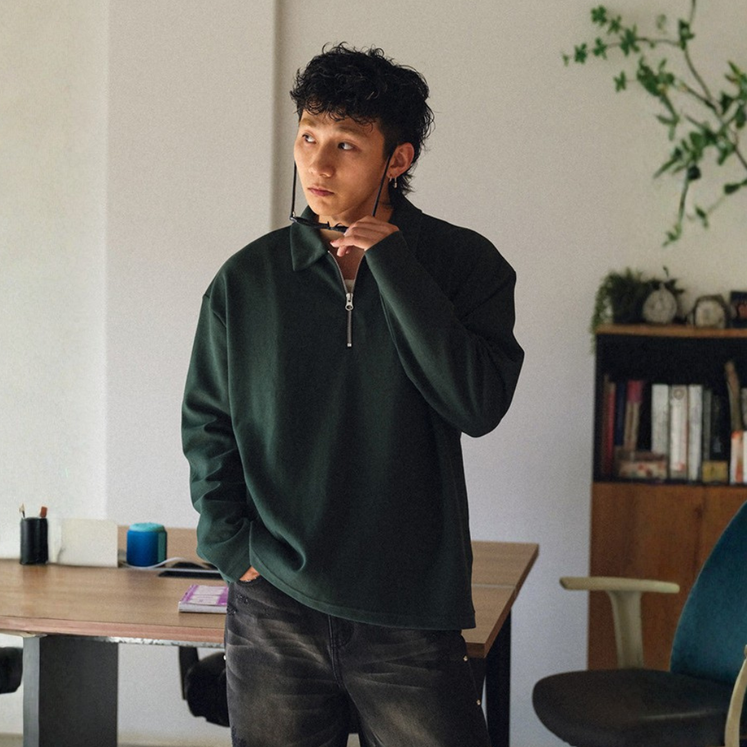 舒適磨毛翻領POLO衫上衣