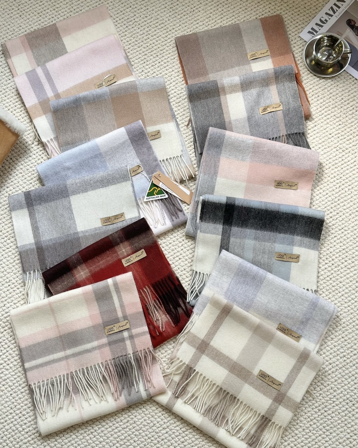 <聖誕交換禮物首選🎁>UGG Auspecial 毛絨 秋冬 菱格 羊毛 圍巾 6色