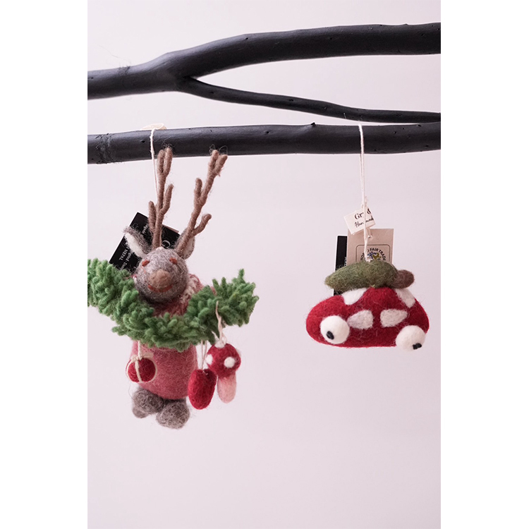 丹麥Gry&Sif 聖誕掛飾-Small Grey Girly Deer w/Garland(21225)