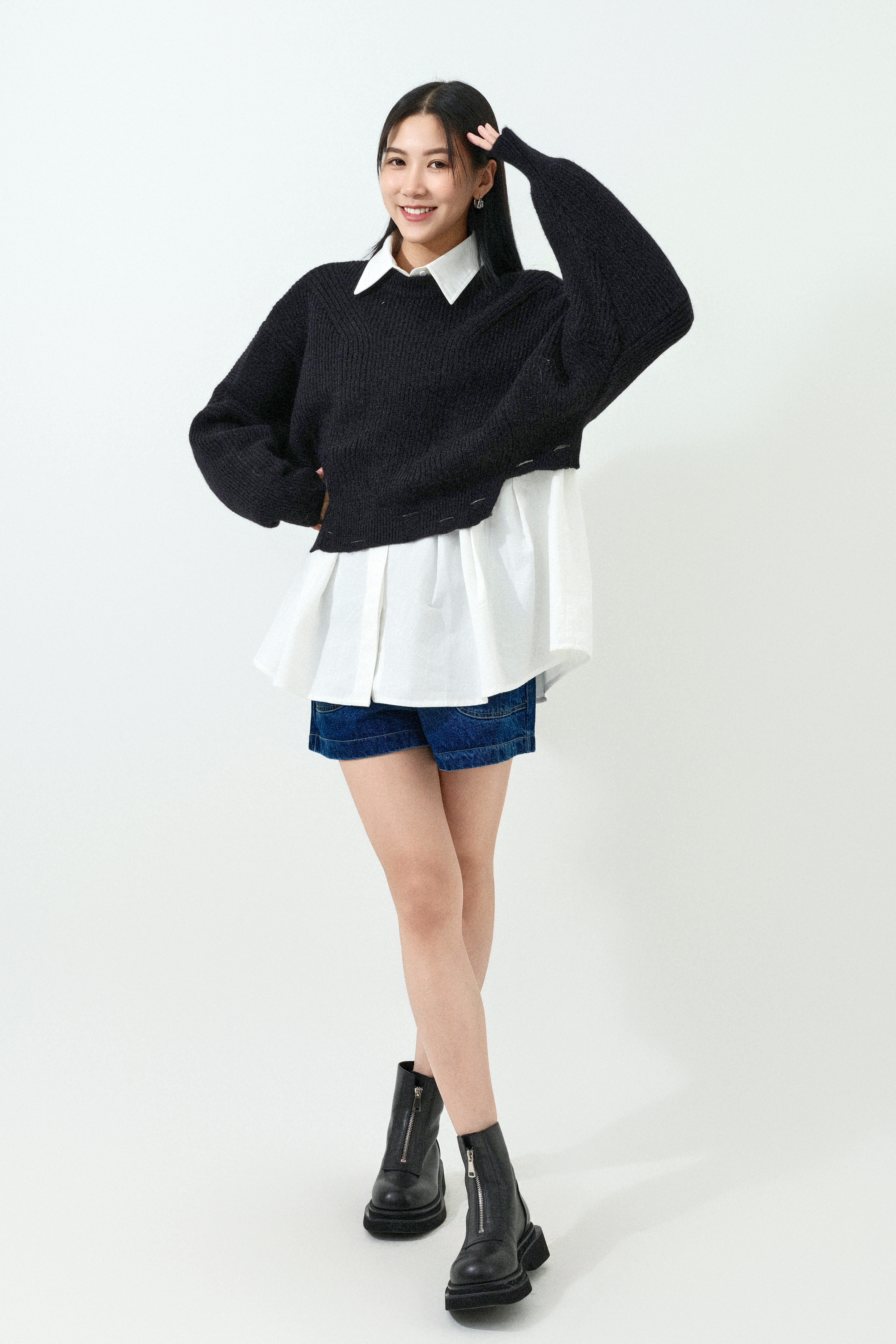 FW25_0200（針織上衣＋恤衫＋短褲）
