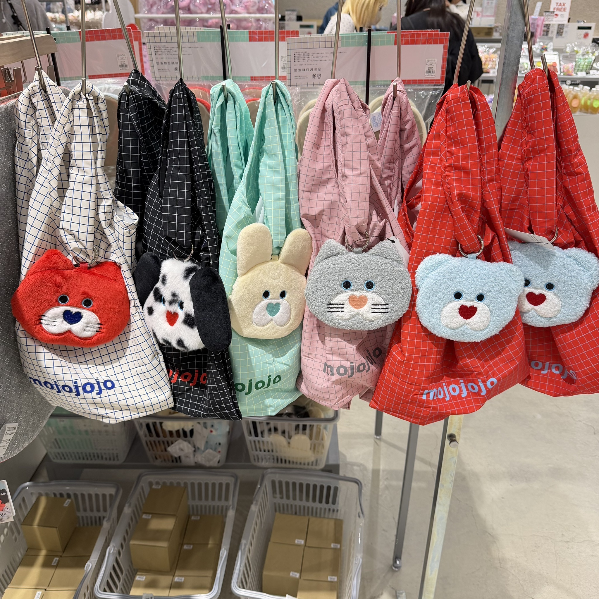 現貨┃mojojojo 格紋 大頭 環保袋 購物袋 收納袋 吊飾