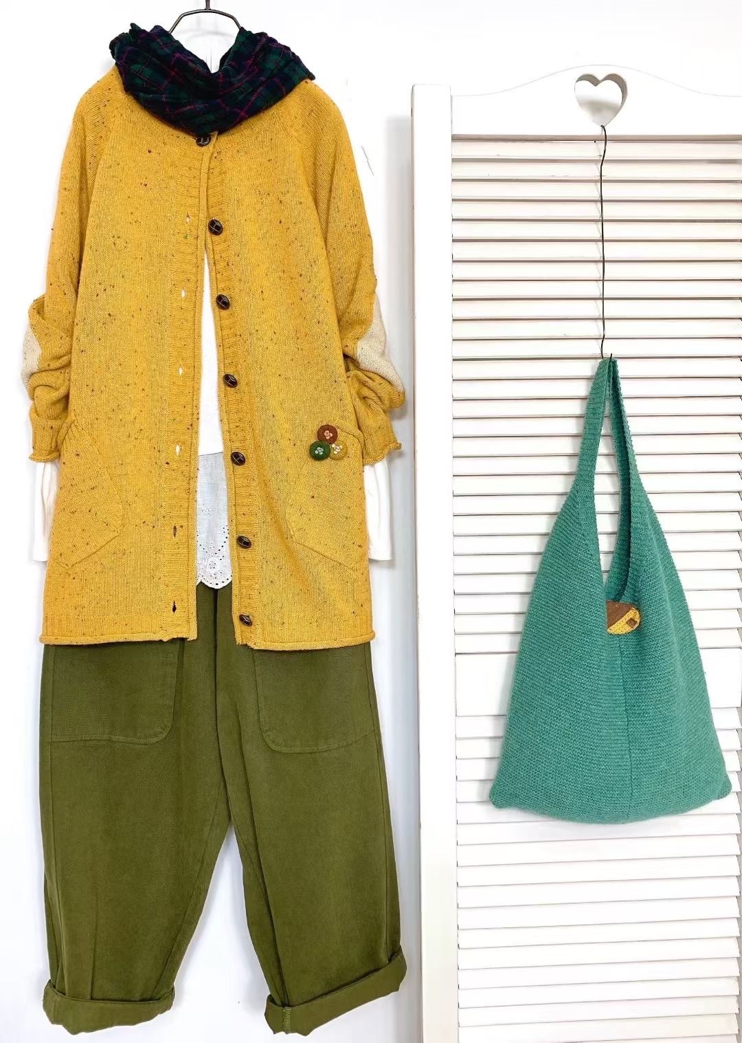 100% 高質wool 混彩點高質中長外套(14922)