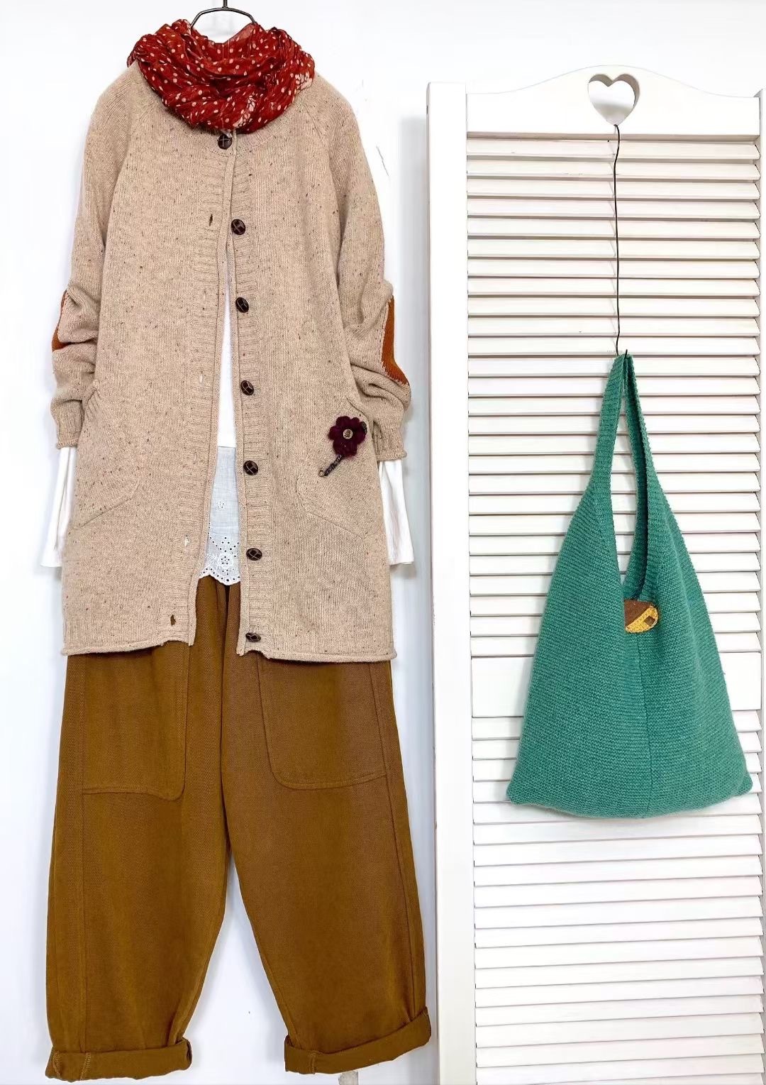 100% 高質wool 混彩點高質中長外套(14922)