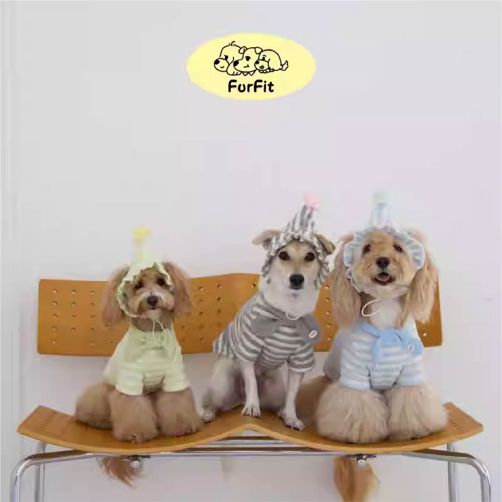 FurFit - 寵物條紋泡芙尖尖帽- ( 奶藍色/奶綠色/芝麻色)