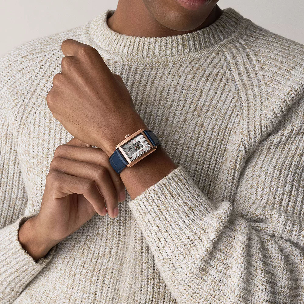 Carraway 月光輕語方形手錶 藍色真皮錶帶 30 MM ME3274