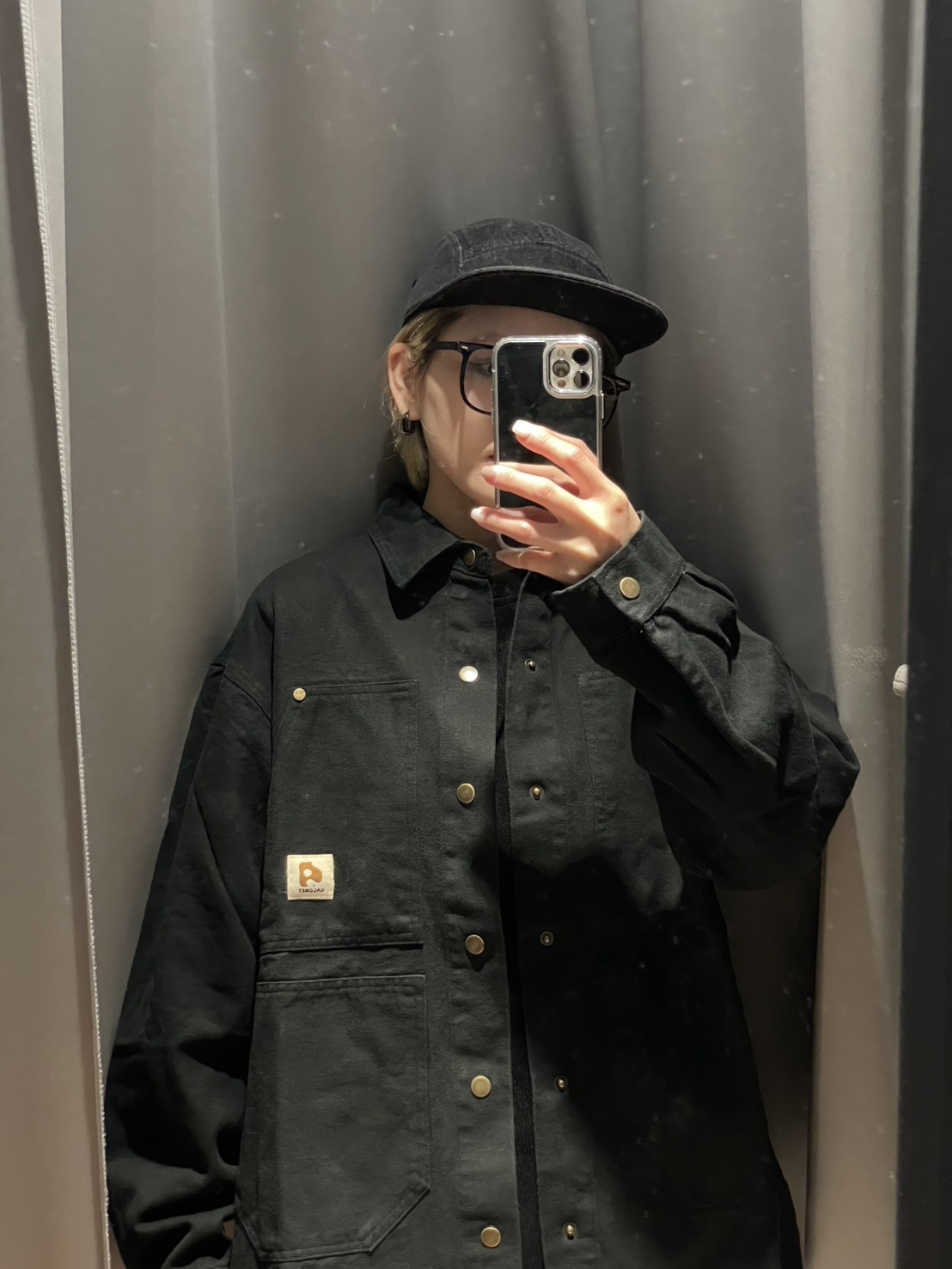 復古工裝水洗長袖鉚釘襯衫 K3798