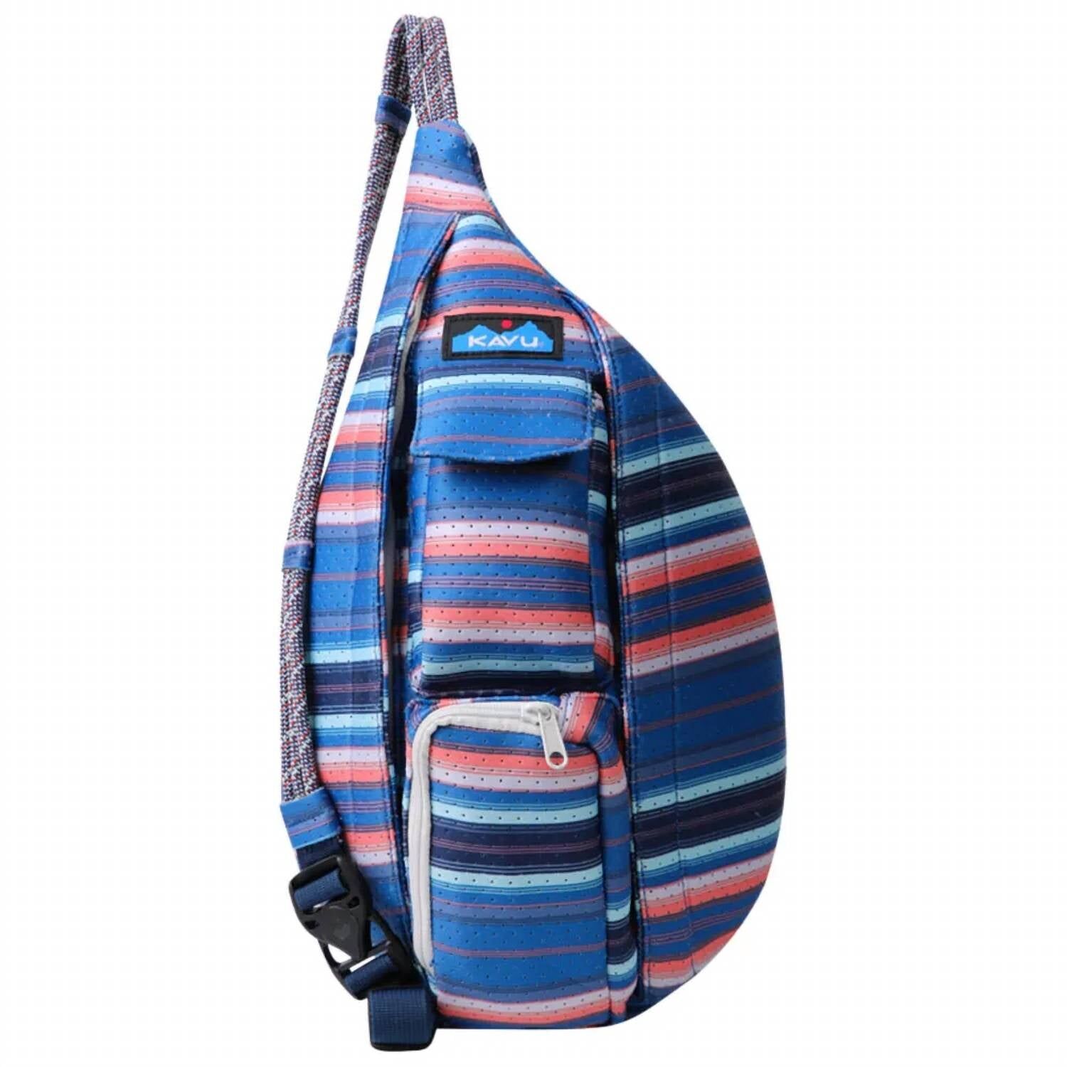KAVU Mini Mesh Rope Pack Sling Crossbody Backpack - Reef Stripe 9290-1631 (1114)