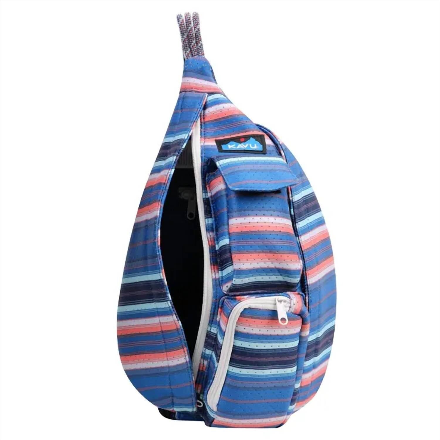 KAVU Mini Mesh Rope Pack Sling Crossbody Backpack - Reef Stripe 9290-1631 (1114)