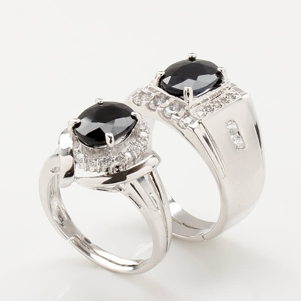 【雅紅珠寶】英雄美人天然2克拉+2克拉黑藍寶對戒-活圍設計