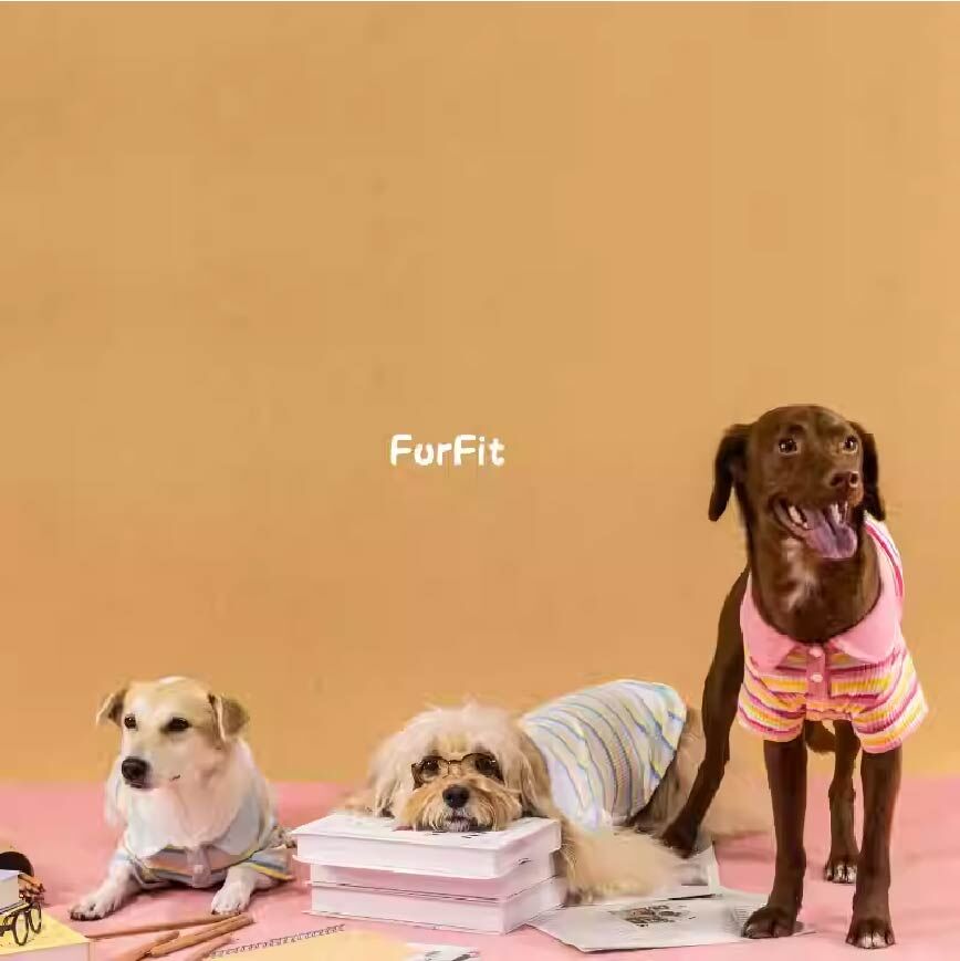 FurFit - 寵物翻領條紋POLO衫 - (森林綠/粉色條紋/藍色條紋)