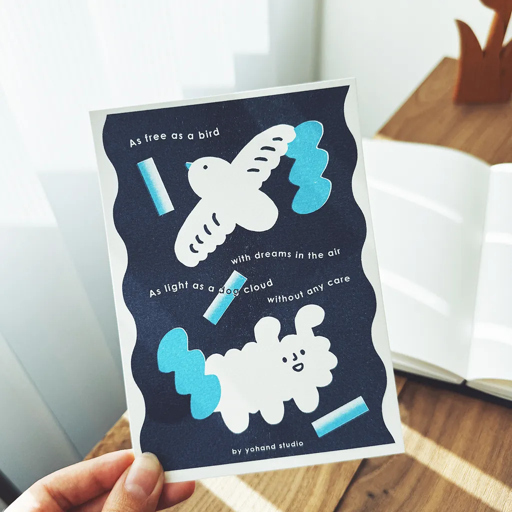 和鳥一樣自由 / 孔版印刷明信片｜右手超人 臺灣